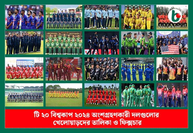 Worldcup T20 2024 Fixture: টি ২০ বিশ্বকাপ ২০২৪ অংশগ্রহণকারী দলগুলোর খেলোয়াড়দের তালিকা ও ফিক্সচার